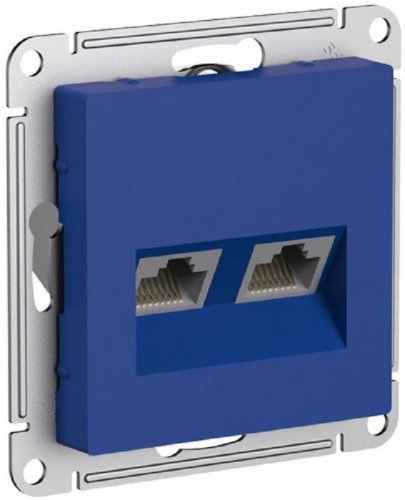 Розетка компьютерная без рамки Systeme Electric AtlasDesign 2-м. RJ45+RJ45 5e аквамарин картинка